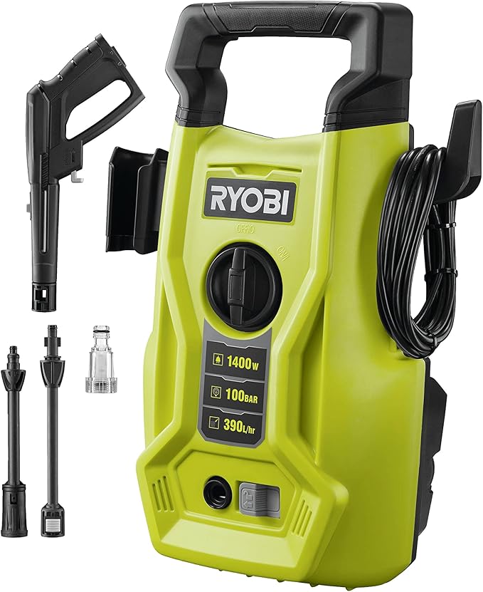 RYOBI RY100PWA Electric Pressure Washer 1400 W (100 Bar Pressure, 390 l