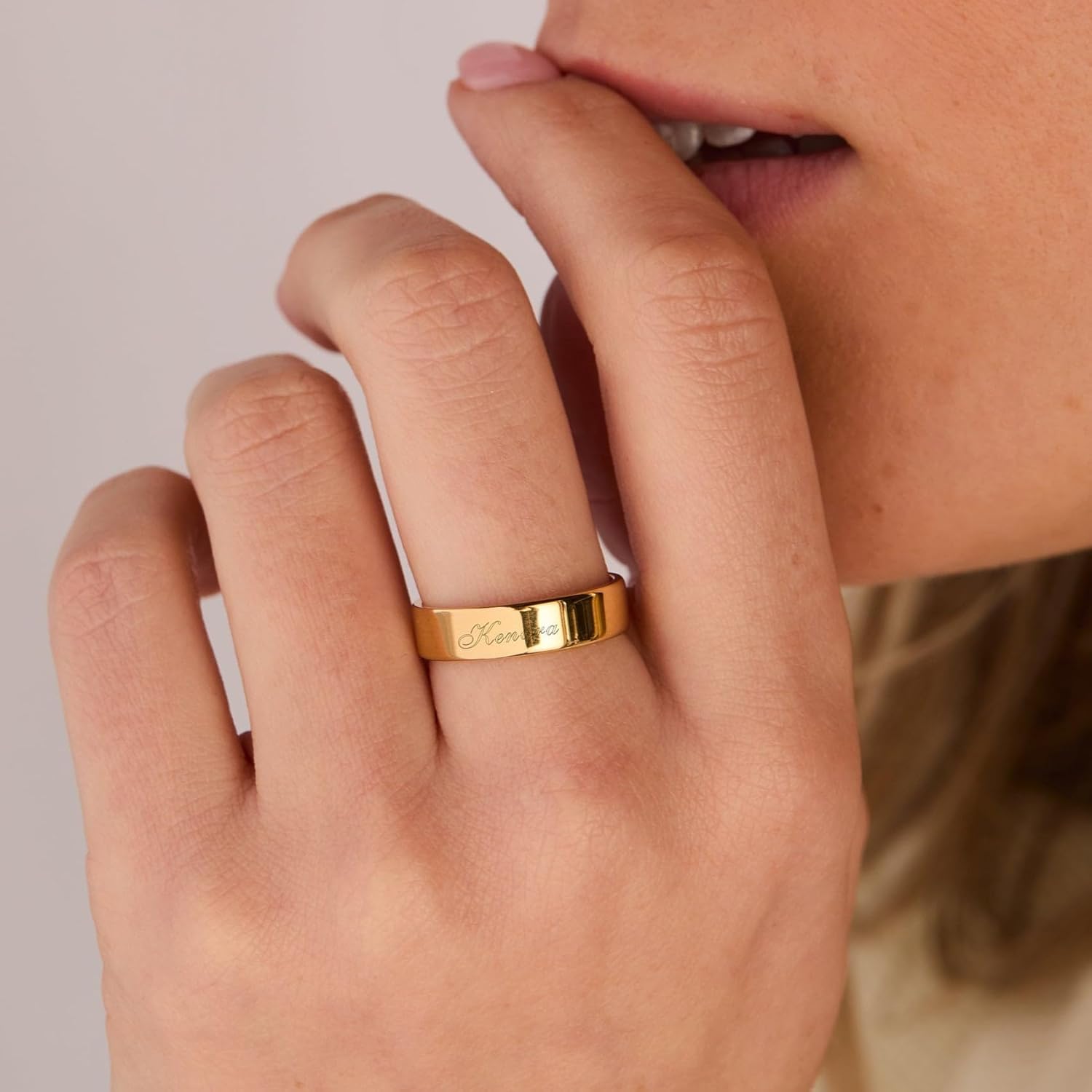 Brook & York Custom Engravable Classic Name Ring, Sizes 5 to 9 - Women's Personalized Band - Custom Gift for Her - Anniversary Jewelry - Gifts for Mom