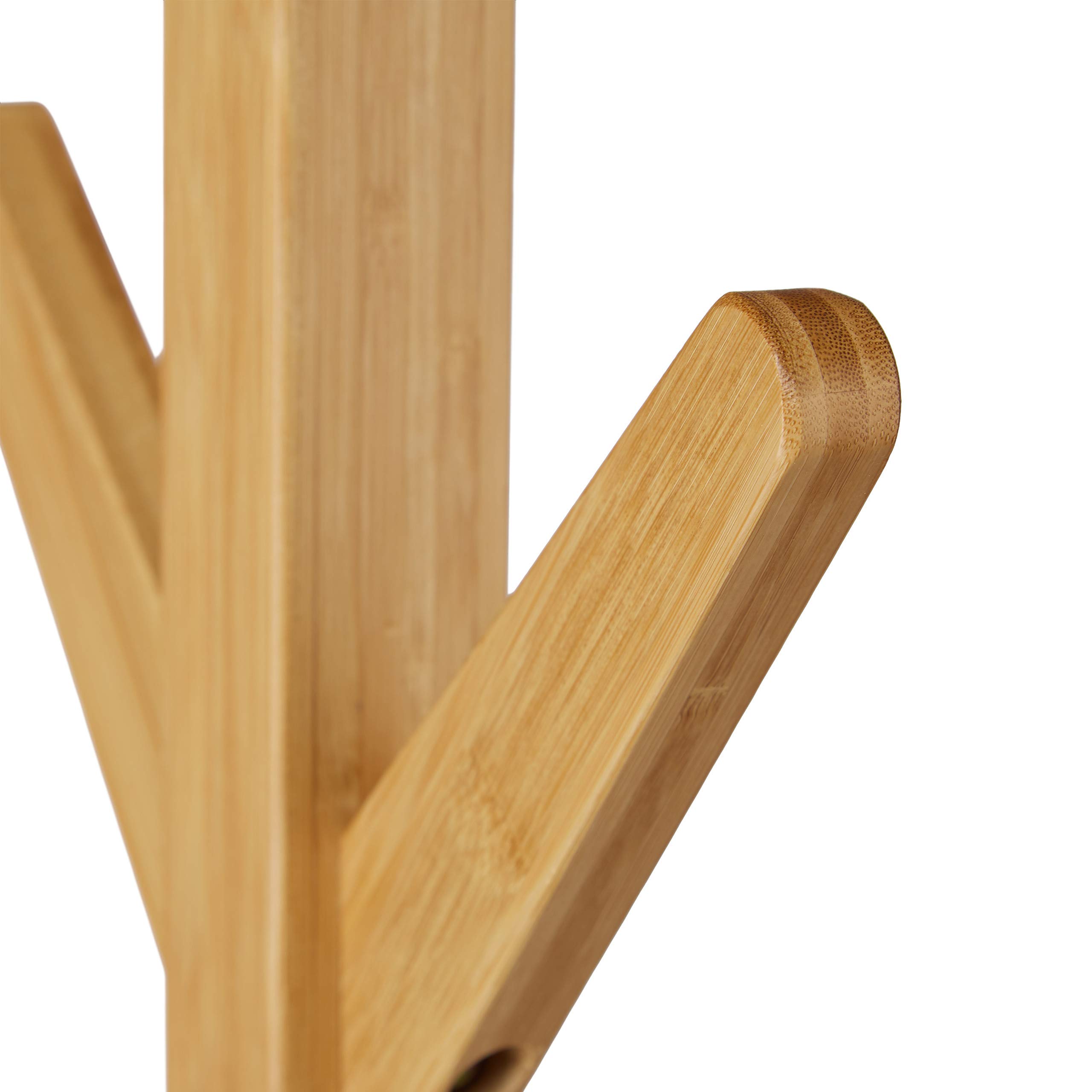 Relaxdays Appendiabiti Alto ad Albero in bambù con 8 Ganci, HLP: 181,5 x 53 x 53 cm, Color Legno Naturale