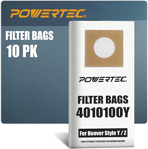 POWERTEC 75057 - Bolsas de filtro para aspiradora Hoover Windtunnel vertical estilo Y, Z, paquete de 10