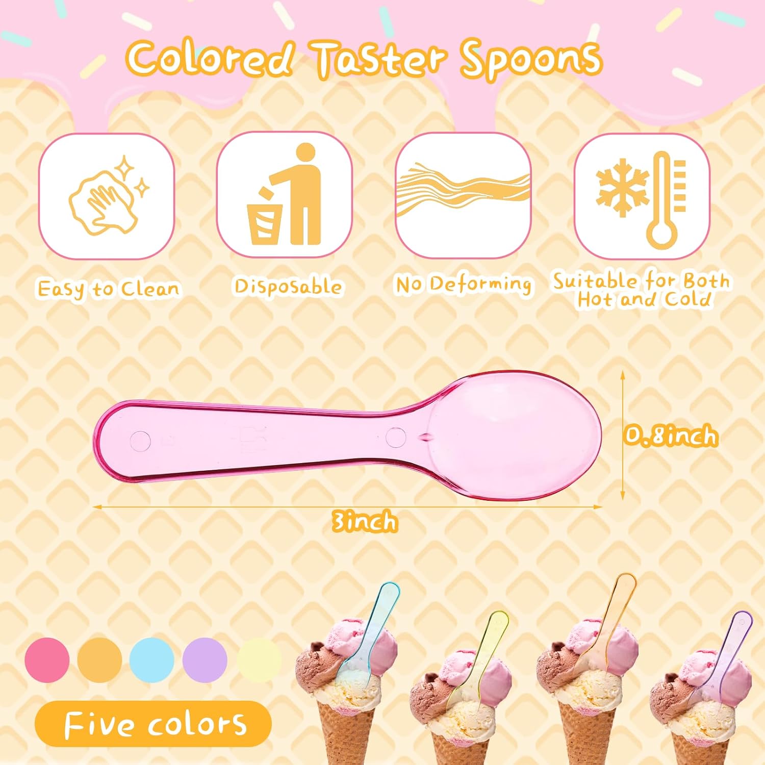 Mini Plastic Tasting Spoons Disposable Colorful Small Taster Ice Cre