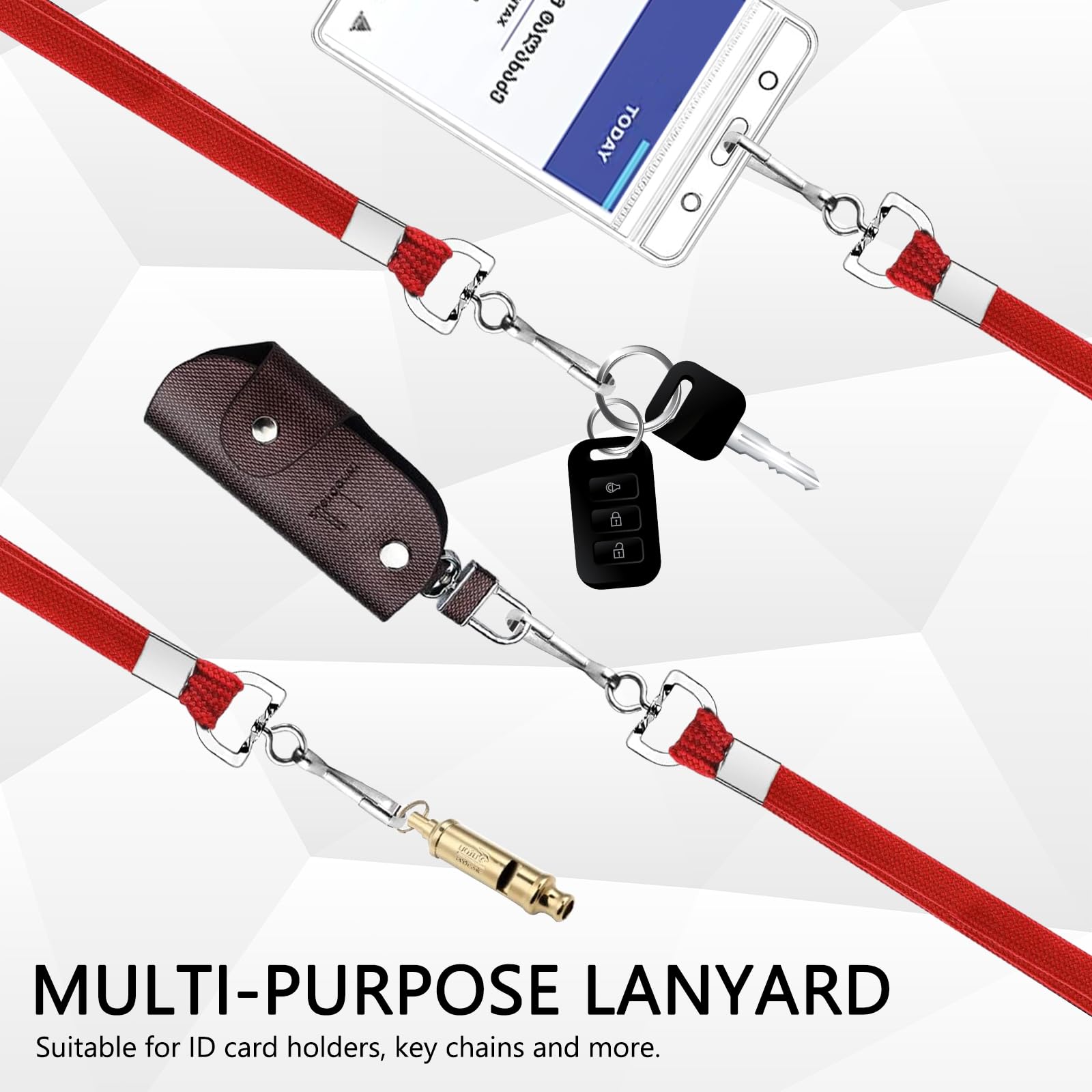 XHDA 100PCS Red Lanyards for Neck, Lanyards for ID Badge, Lanyard with Metal Swivel Hook for ID Card Badge Holder - Image 4