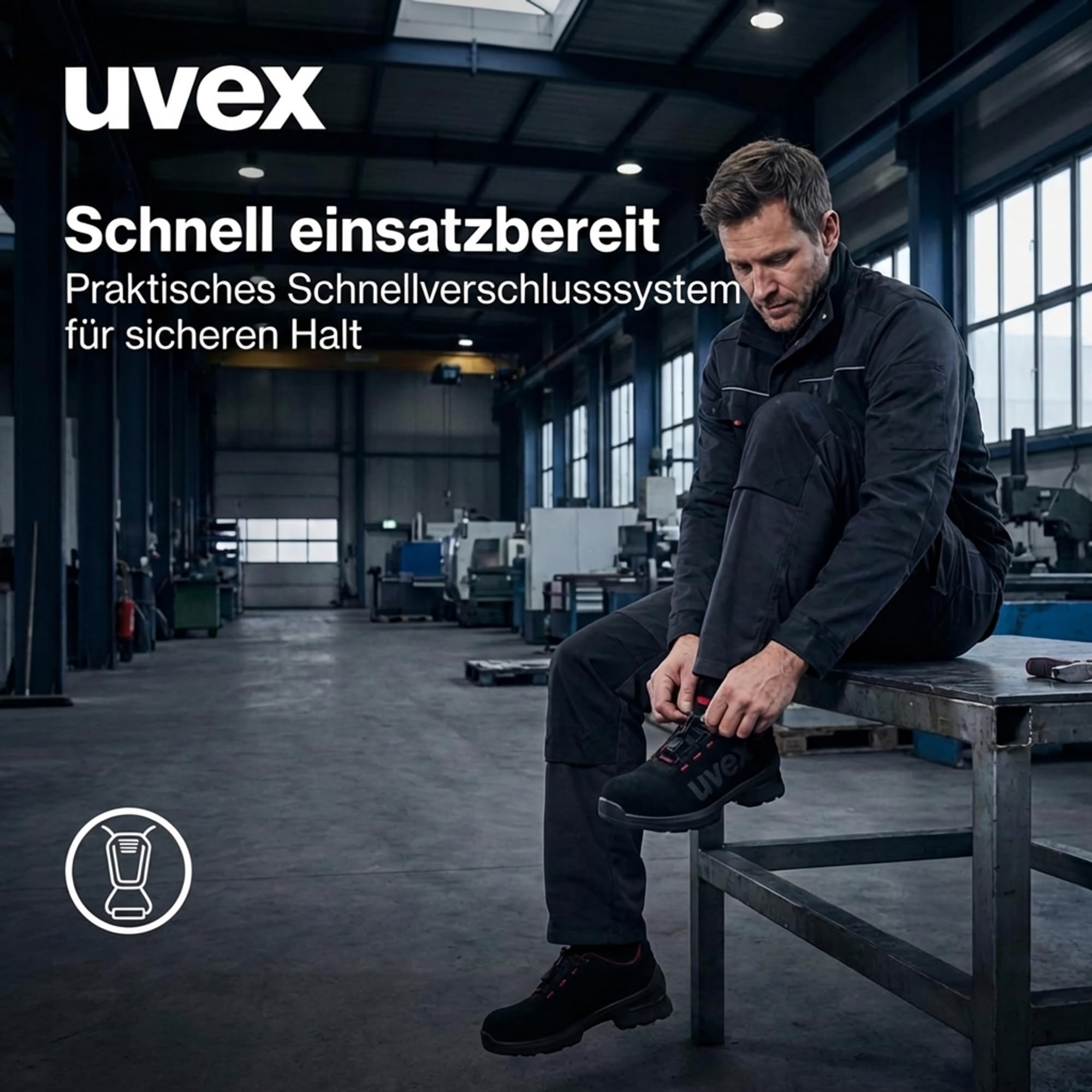 Uvex 1 Duo Halbschuh S2 - Sicherheitsschuh für leichte Bereiche - sportlich, leicht & flexibel - schwarz, rot - Größe 42