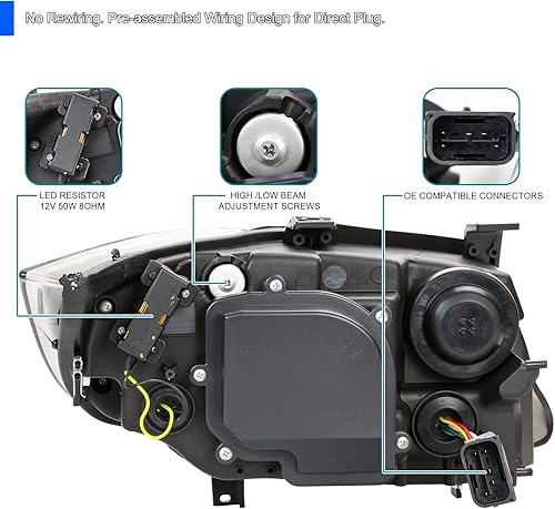 Miniatura 5 de Spec-D Tuning Faros delanteros negros de doble proyector con tubo LED 3D y animación de arranque compatibles con BMW Serie 3 E90 SedanE91 Wagon