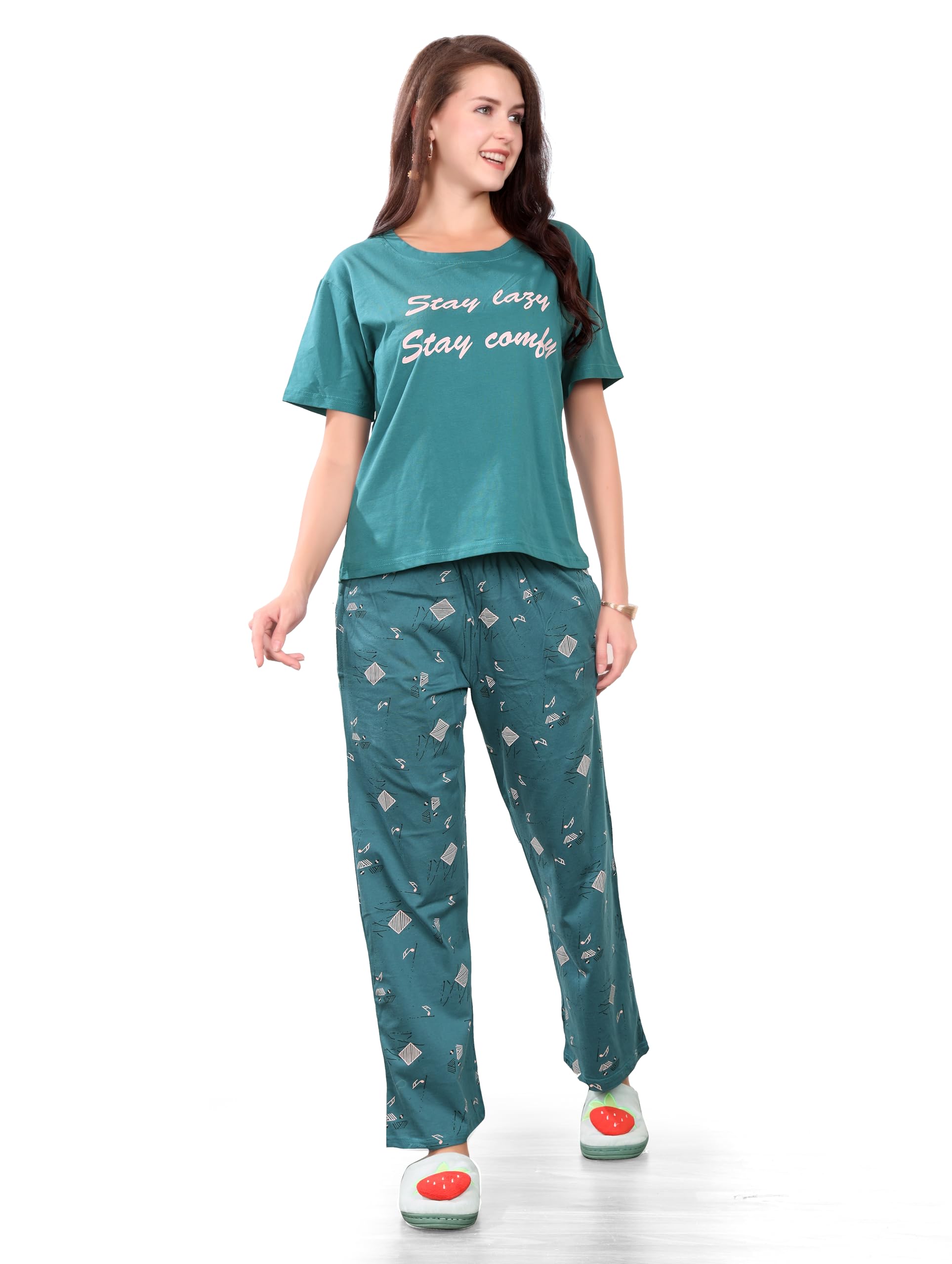 Women’s Cotton Pyjama Set | Soft & Breathable Cotton Nightsuit | Comfortable Nightwear & Lounge Wear |Brown-image-14