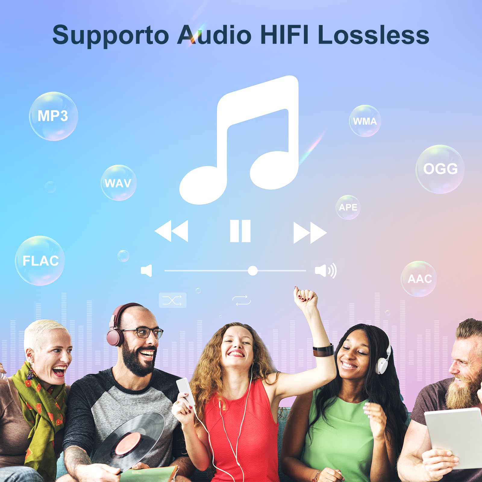 MECHEN Lettore MP3 Bluetooth, MP4 Lettore Musicale WiFi per Bambini, Sistema Android 9.0, Touchscreen da 4 Pollici, Compatibile con Spotify e Audible
