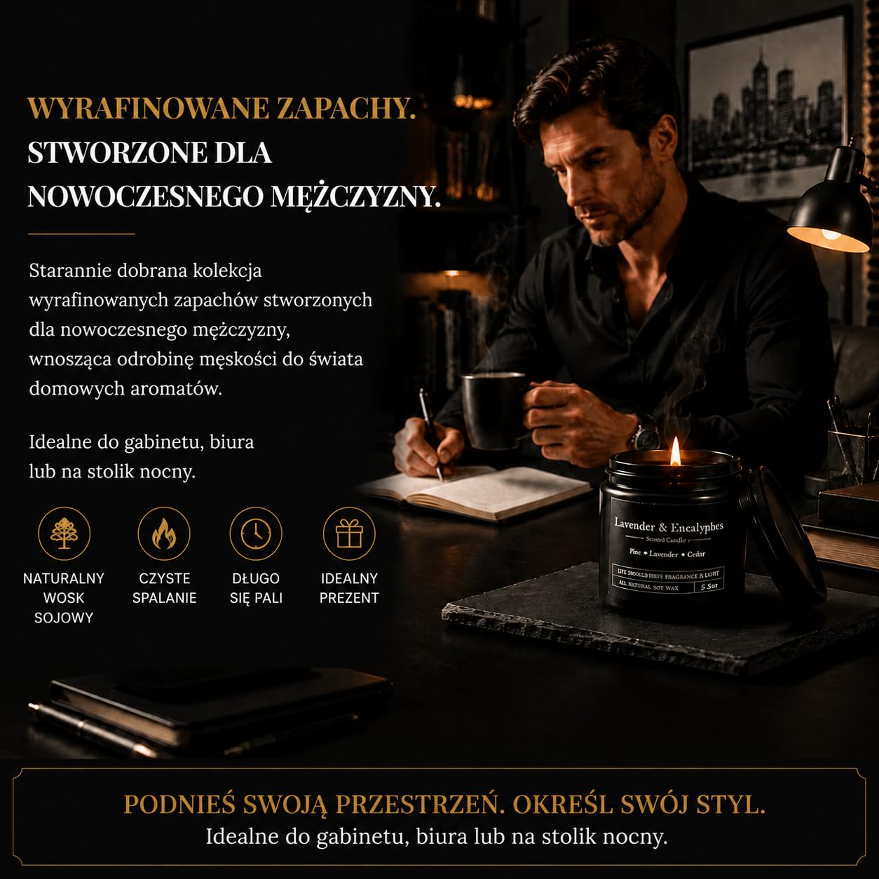 CREASHINE 12-pak prezentów dla mężczyzn, prezent urodzinowy dla niego, zestawy męskich świec zapachowych, świeca z podziękowaniami w szklanym słoiku dla ojca, męża, brata, syna, rodzinnego prezentu na