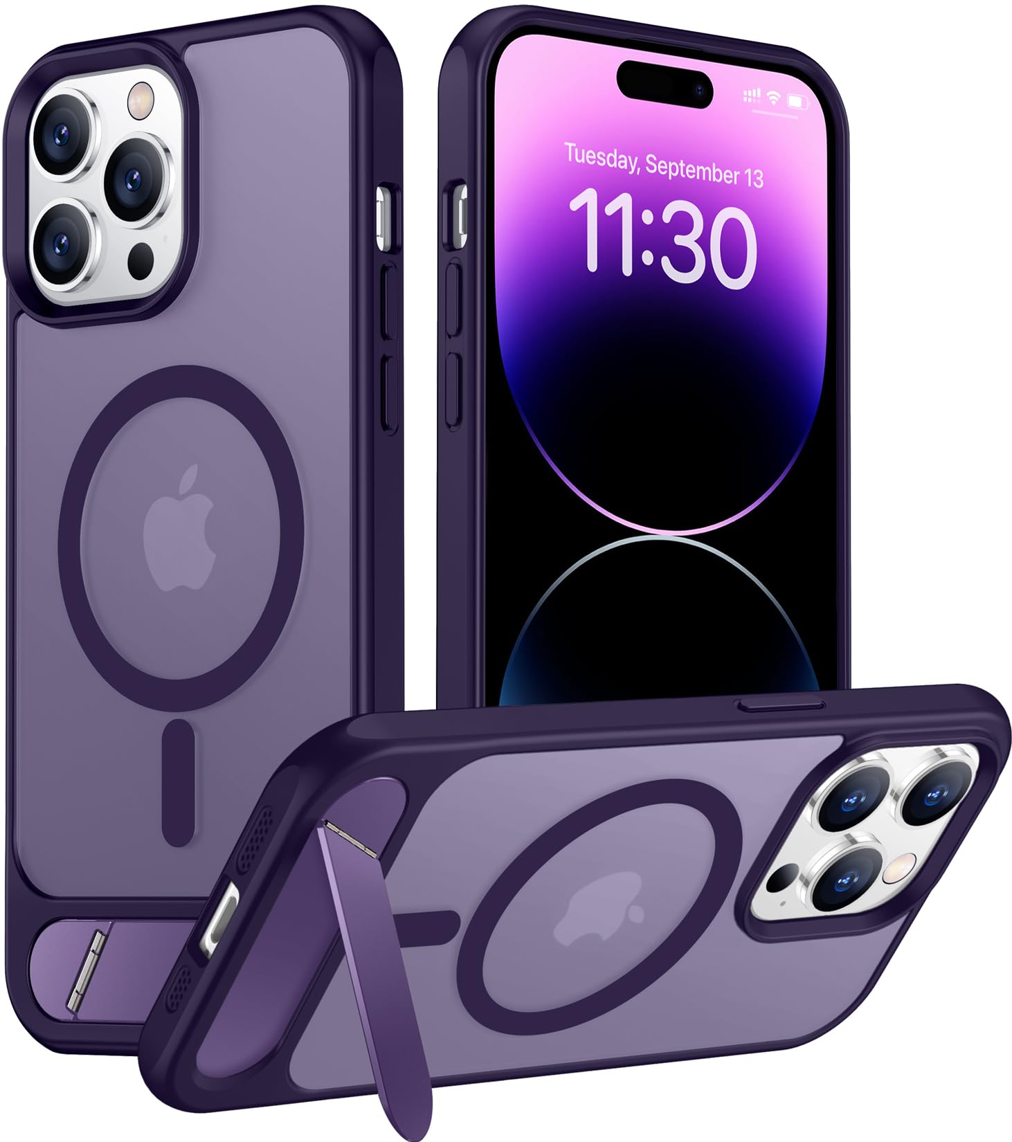 Temdan Magnetic Compatible with iPhone 14 Pro Max Case, [Built-in Invisible Kickstand][Compatible with MagSafe] [Military Grade Shockproof] Slim Translucent Matte Phone Case for iPhone 14 Pro Max 6.7"