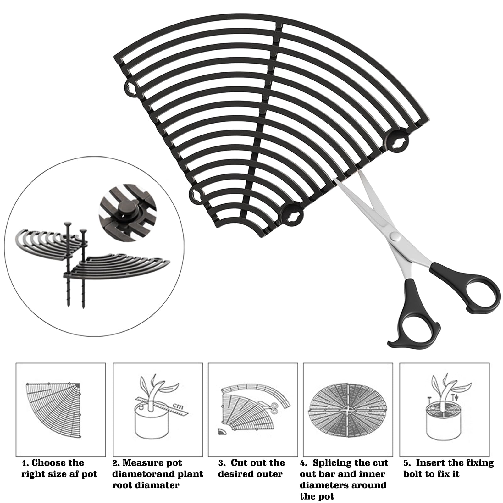 Lot de 6 grilles de protection rondes pour plantes (30 cm, protection pour pots pour chats, pour enfants et animaux de compagnie, couleur noir et marron)