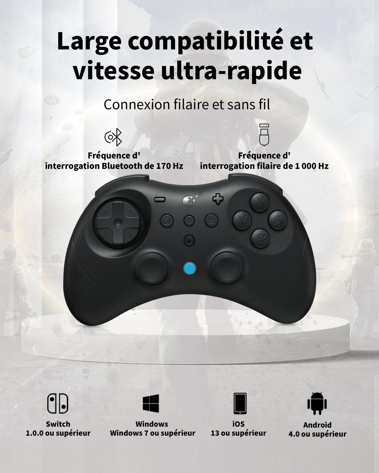 GuliKit Elves 2 Pro Manette Sans Fil pour Switch 1/2, PC, Android, iOS, Joysticks à Effet Hall, Rotary Rumble, Gyroscope 6 axes, Autonomie de 20 Heures, D-Pad (Rétro)