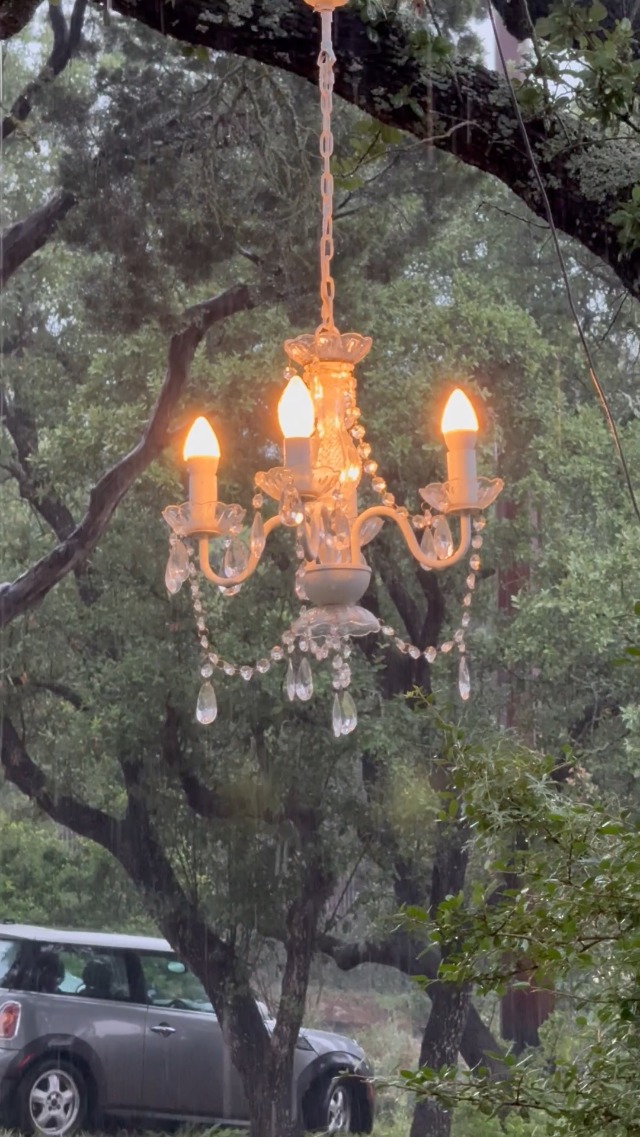Image of Outdoor 12V Plug-in 4-Light Crystal Chandelier, White