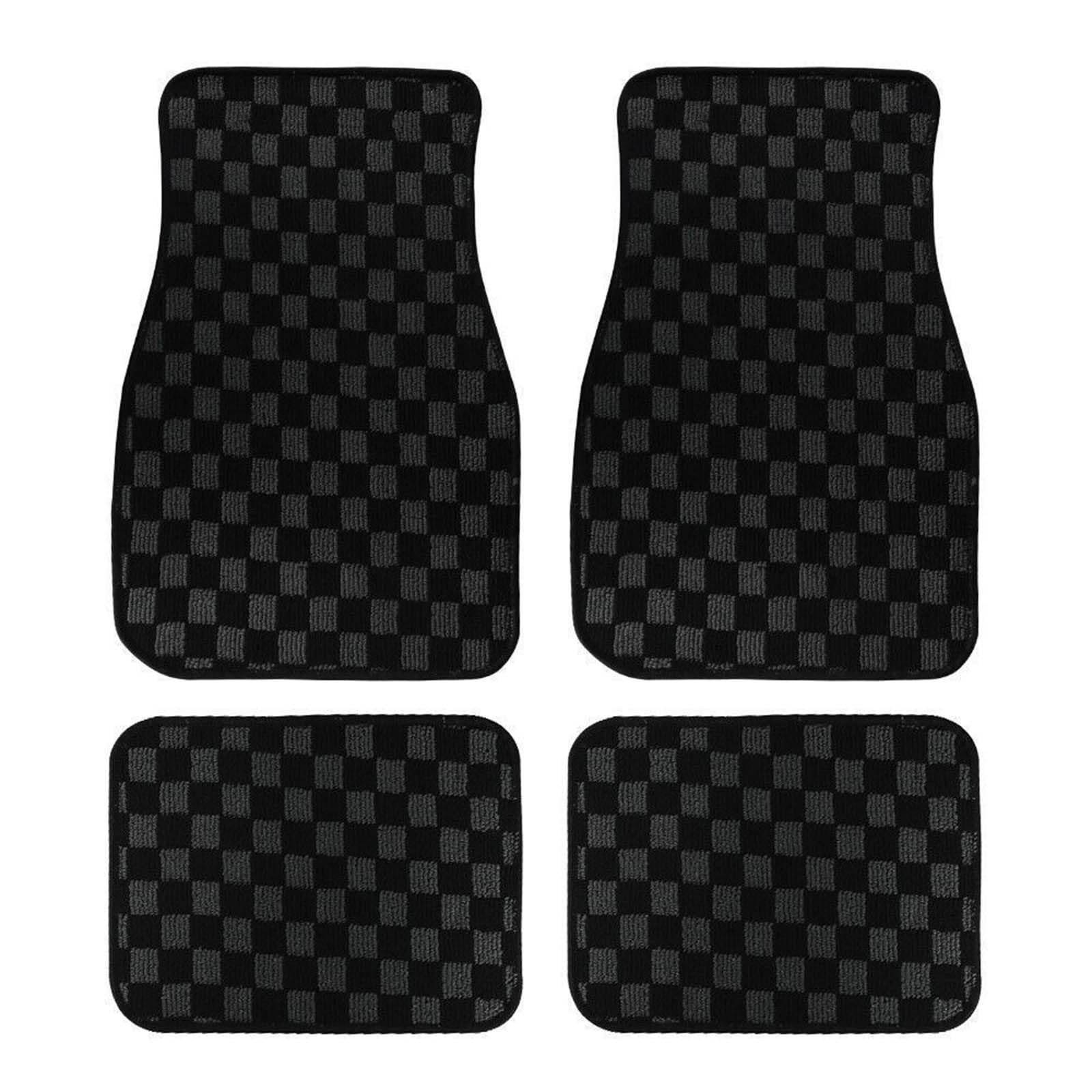 LKILFUWX for Mini Aceman E SE (seit 2024) Checkerboard Car Mats 4 Piece Set, Chequered Car Floor Mats Heavy Duty Non Slip Carpet Vehicle Front Rear Liners,B