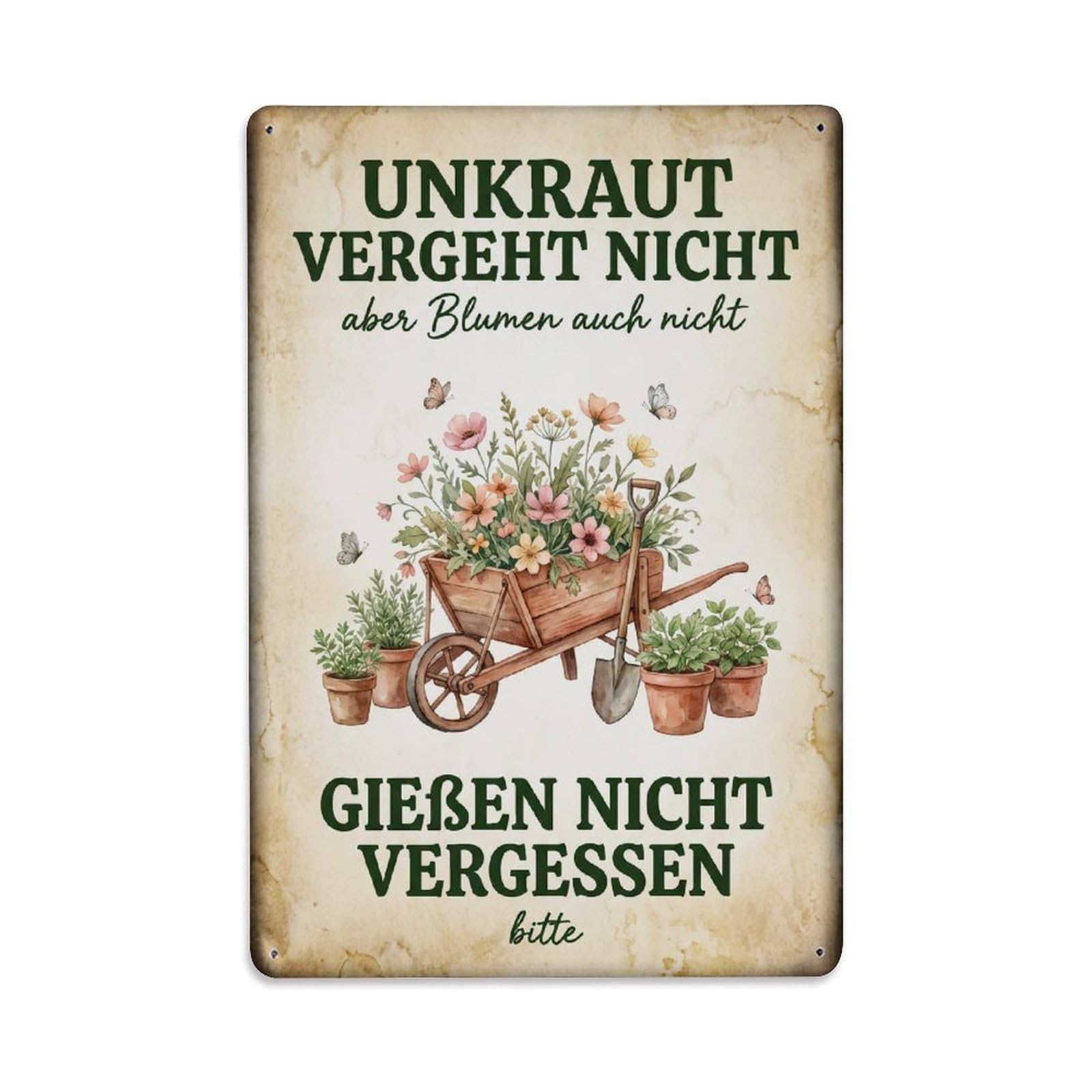 Vintage Funny Garden Weed Never Dies Rustic Gate Weathered Metal Tin Sign Plaque Wall Decor for Cafe, Club Bar, Office, Garden Metal Poster 8x12Inch