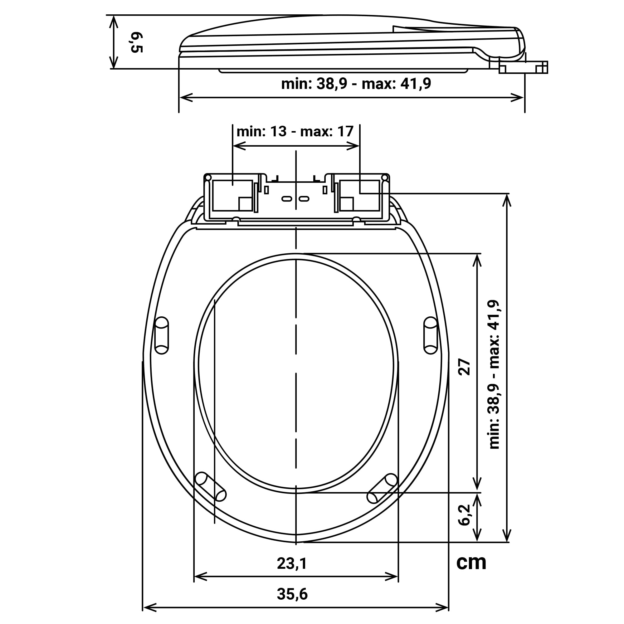 Cofan Tapa WC | Medidas 40,4 x 35,6 cm | Fabricada en Polipropileno Blanco