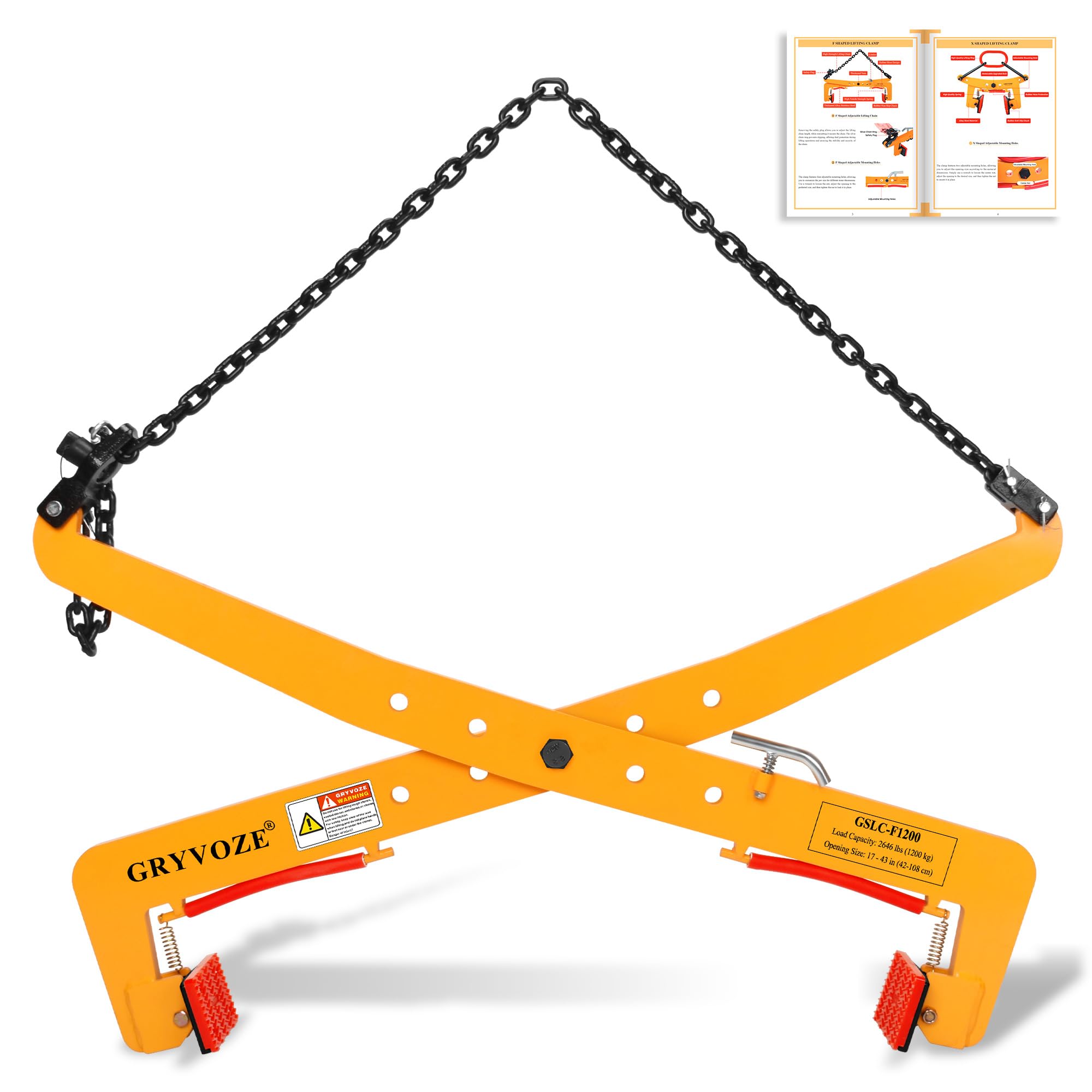 Photo 1 of ***FINAL SALE NO RETURN ***FOR PARTS *** GRYVOZE 2646 lbs Granite Slab Lifting Clamp, Adjustable Range: 17"-43", Heavy Duty Stone Scissor Lifter Clamp for Carrying and Vertical Transport of Marble, Concrete Blocks, Slate Sheets, Curb Stones