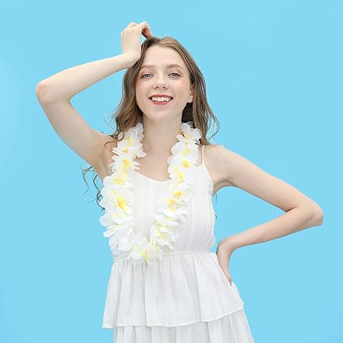 Miniatura 6 de Flores hawaianas Leis Tropical Luau suministros de fiesta de collares de guirnalda de hula, collar floral hawaiano Leis para playa, baile Hula Luau,