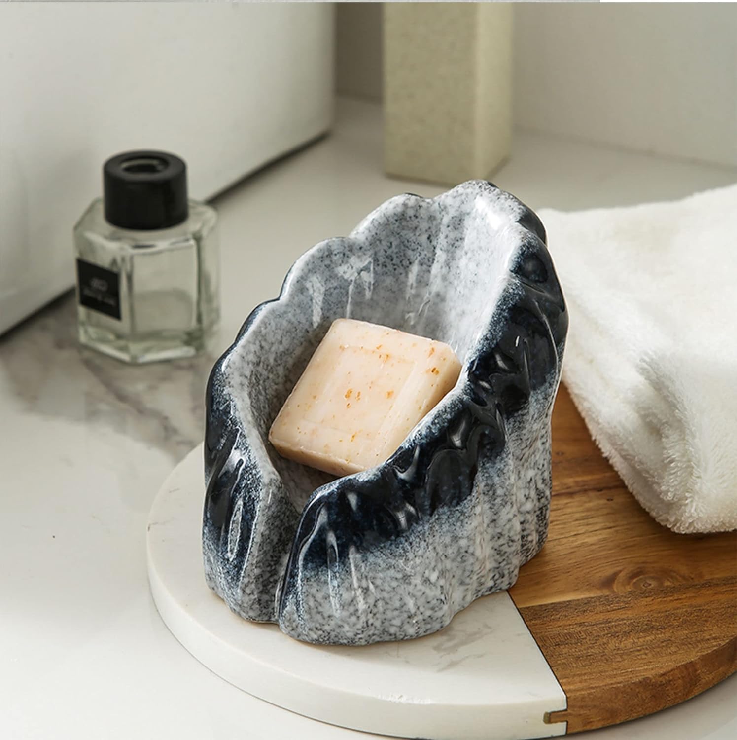 Soap Dish*Soap Box,Japanese Gradient Glaze Soap Dishes For Bar Soap, Bar Of Soap Holder, Self Draining Soap Dish, For Bathroom Kitchen-Galaxy-10x8x10cm(Galaxy)