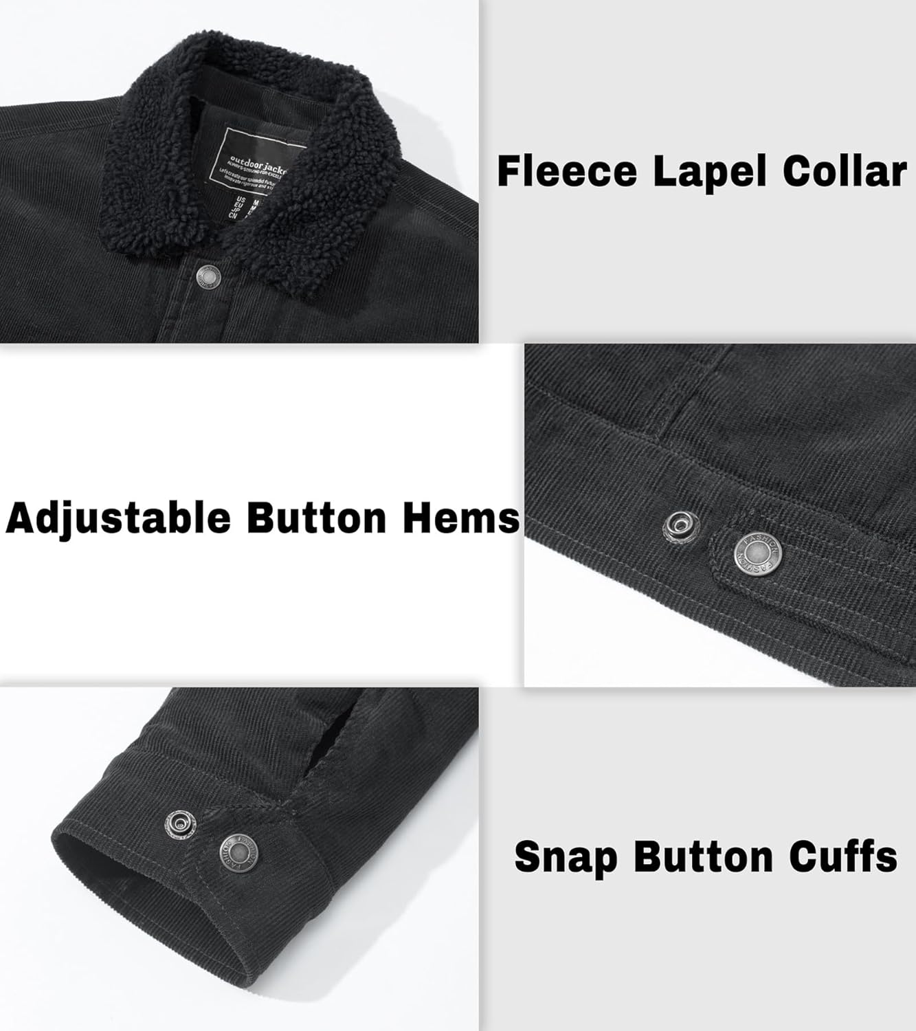 EKLENTSON Men's Corduroy Jackets Sherpa Lined Winter Coats Thermal Warm Fleece Jacket Casual Lapel Trucker Jackets - Image 6