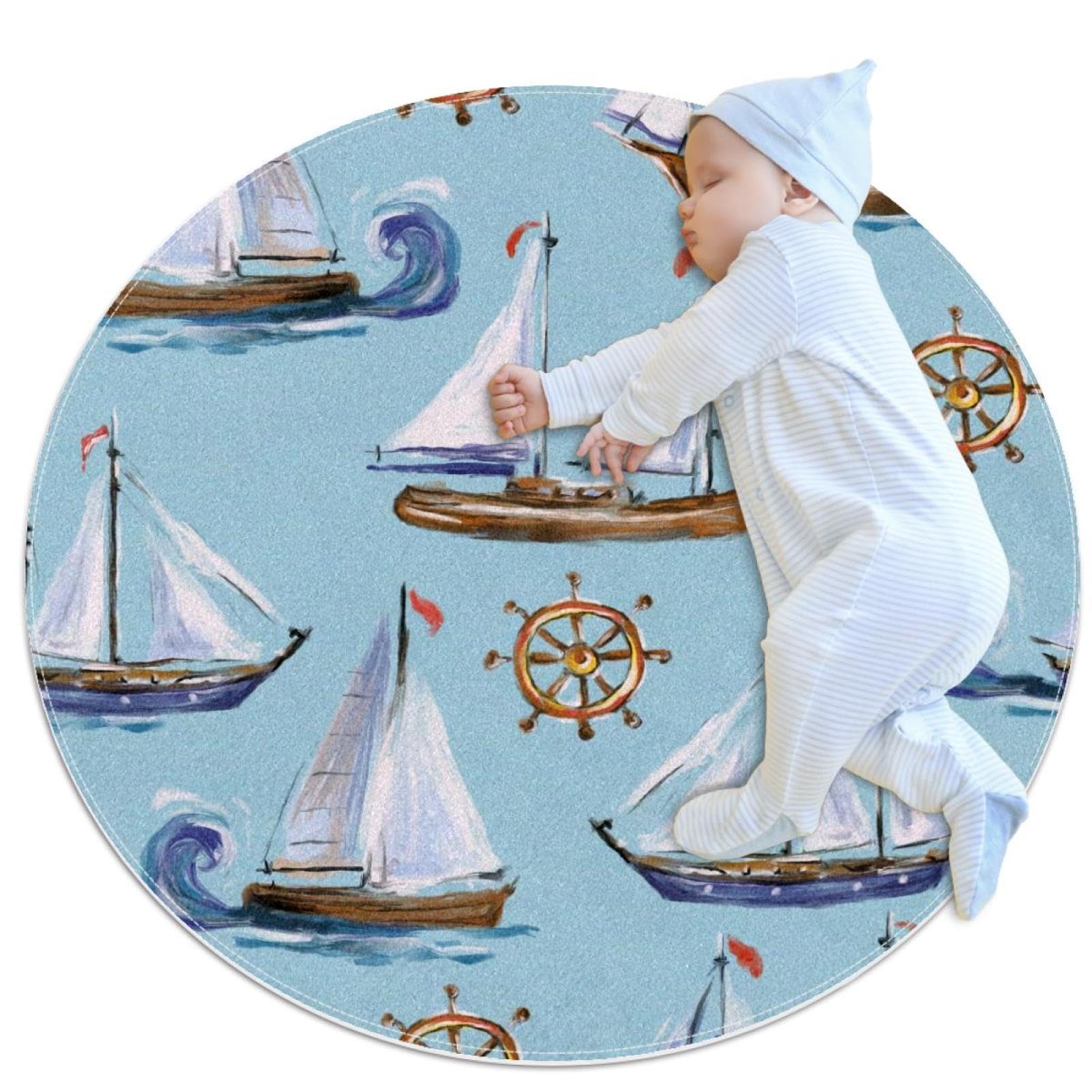 Tapis antidérapant peinture à l'huile yacht pour chambre enfant