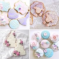 Vista 7 de Ocmoiy 6 Pack Fondant Texture Sheets Floral Cake Impression Mats Rose Vine Lace Fondant Embossing Molds for Cake Decorating, Chocolate, Gum Paste