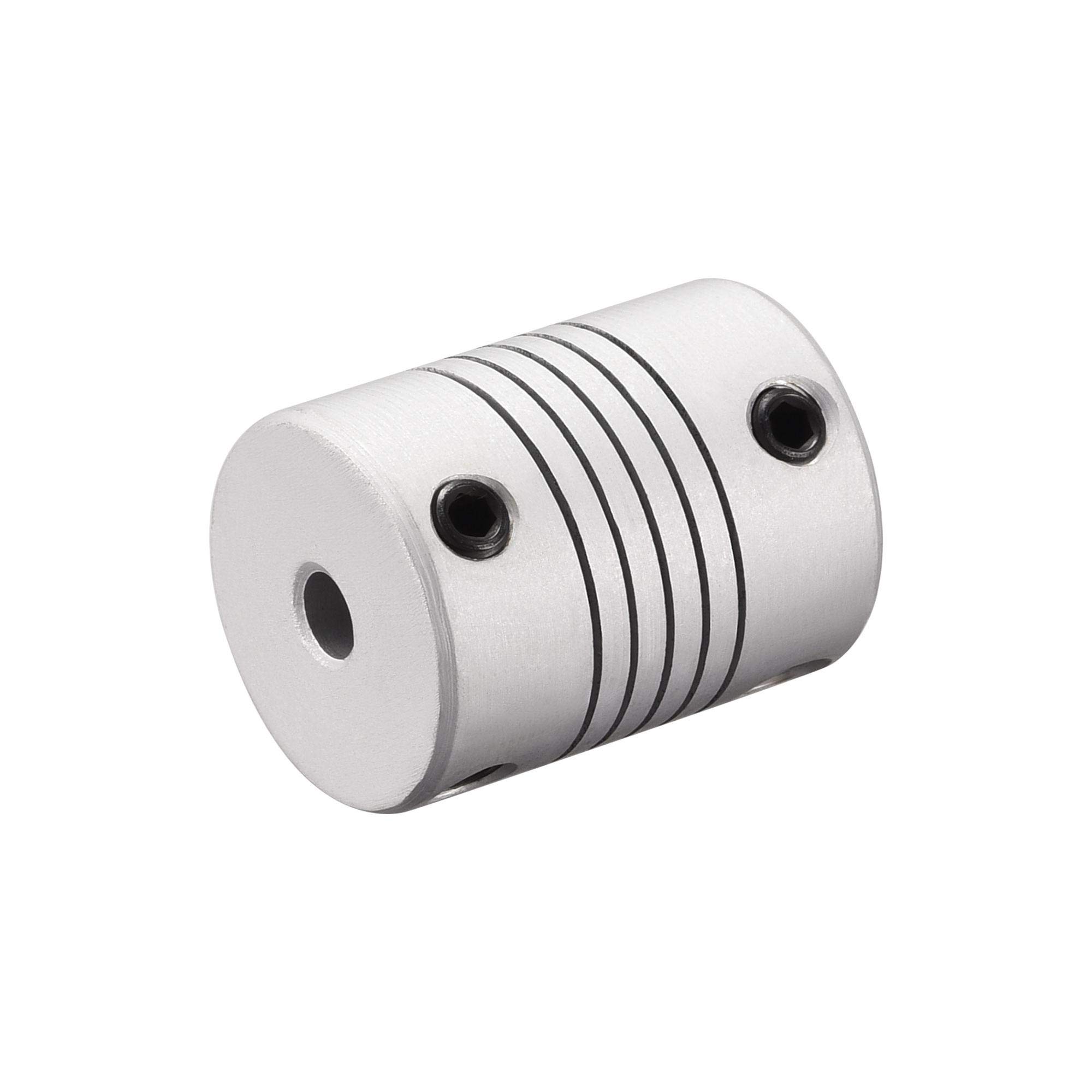 Sourcing Map 8mm To 8mm Aluminum Alloy Shaft Coupling Flexible Coupler Motor Connector Joint L25xD19 Silver,5pcs