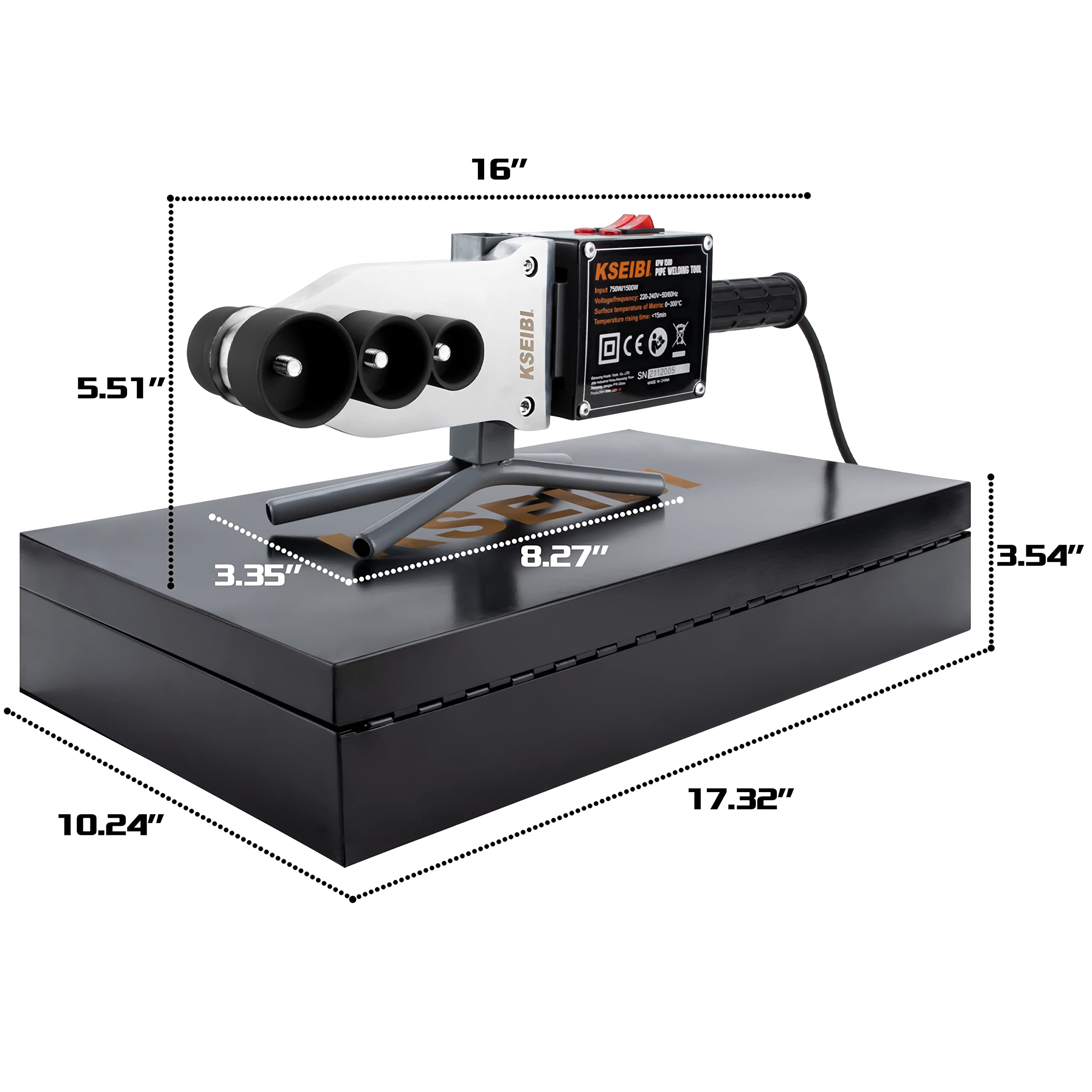 KSEIBI Herramienta de soldadura de tuberías de 13,6 Amph, mango ergonómico de doble temperatura, 110 V, 60 Hz, herramienta de montaje estacionario