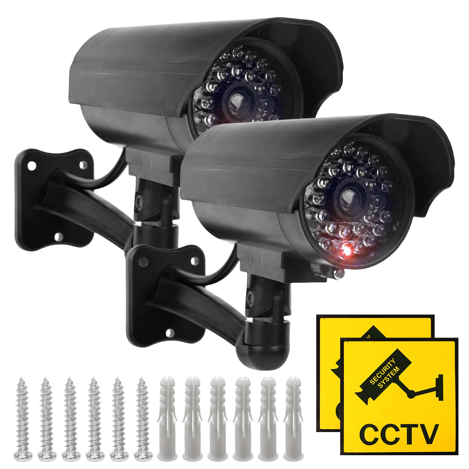 Sporgo Telecamera Finta 2 Pezzi Dummy Esterna Luce LED Rossa Lampeggiante