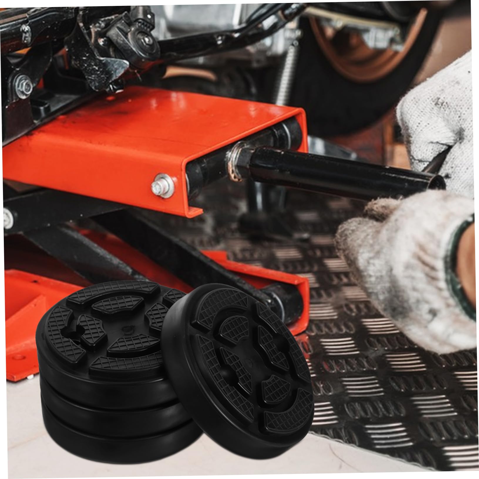 Blocco di Supporto in Gomma per Ascensore Auto, Set da 4 Pezzi, Dimensioni 4,72" X 1,18", Adatto per Sollevatori a Due Colonne, Uso in Garage e Officina