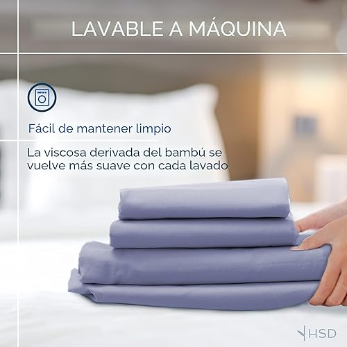 Miniatura 6 de Hotel Sheets Direct Juego de Sábanas de Cama de 4 Piezas, Tamaño Queen, 100% Viscosa Derivada de Bambú, Juego de Sábanas con 2 Fundas de Almohada,