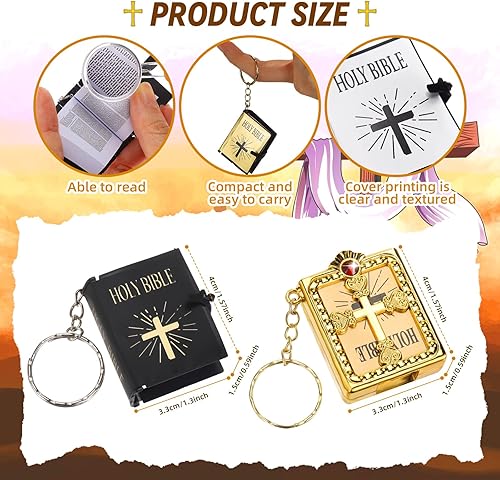 Miniatura 2 de Hoemwarm Juego de 200 piezas de regalo bíblico para mini llavero cristiano de la Biblia, incluye 50 mini llaveros de versículo bíblico, etiqueta de