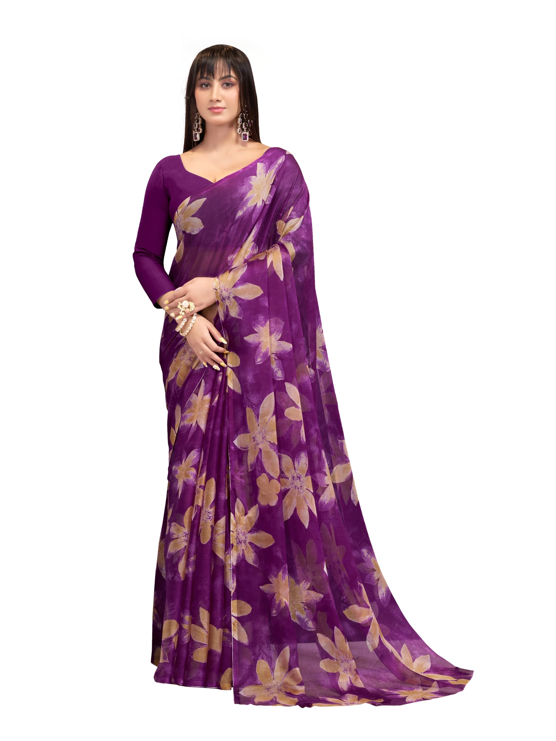 Garden Vareli Floral Print Nara Chiffon Saree 59599