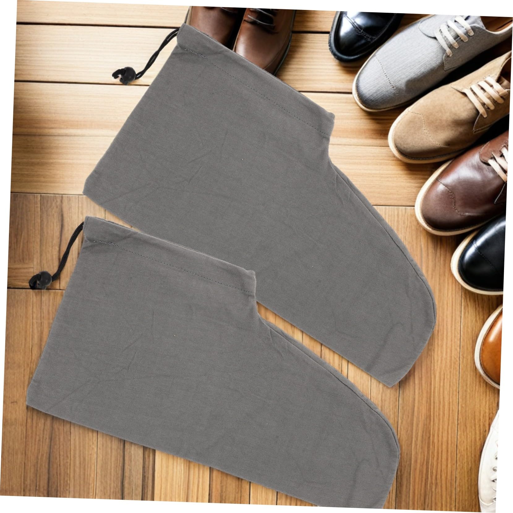 KOMBIUDA 6 Pezzi Sacchetti per Scarpe da Viaggio in Cotone con Coulisse Organizer Scarpe Portatile per Uomo e Donna Sacchetti Multi-pair per Viaggi e Conservazione Casa Grigio Scuro