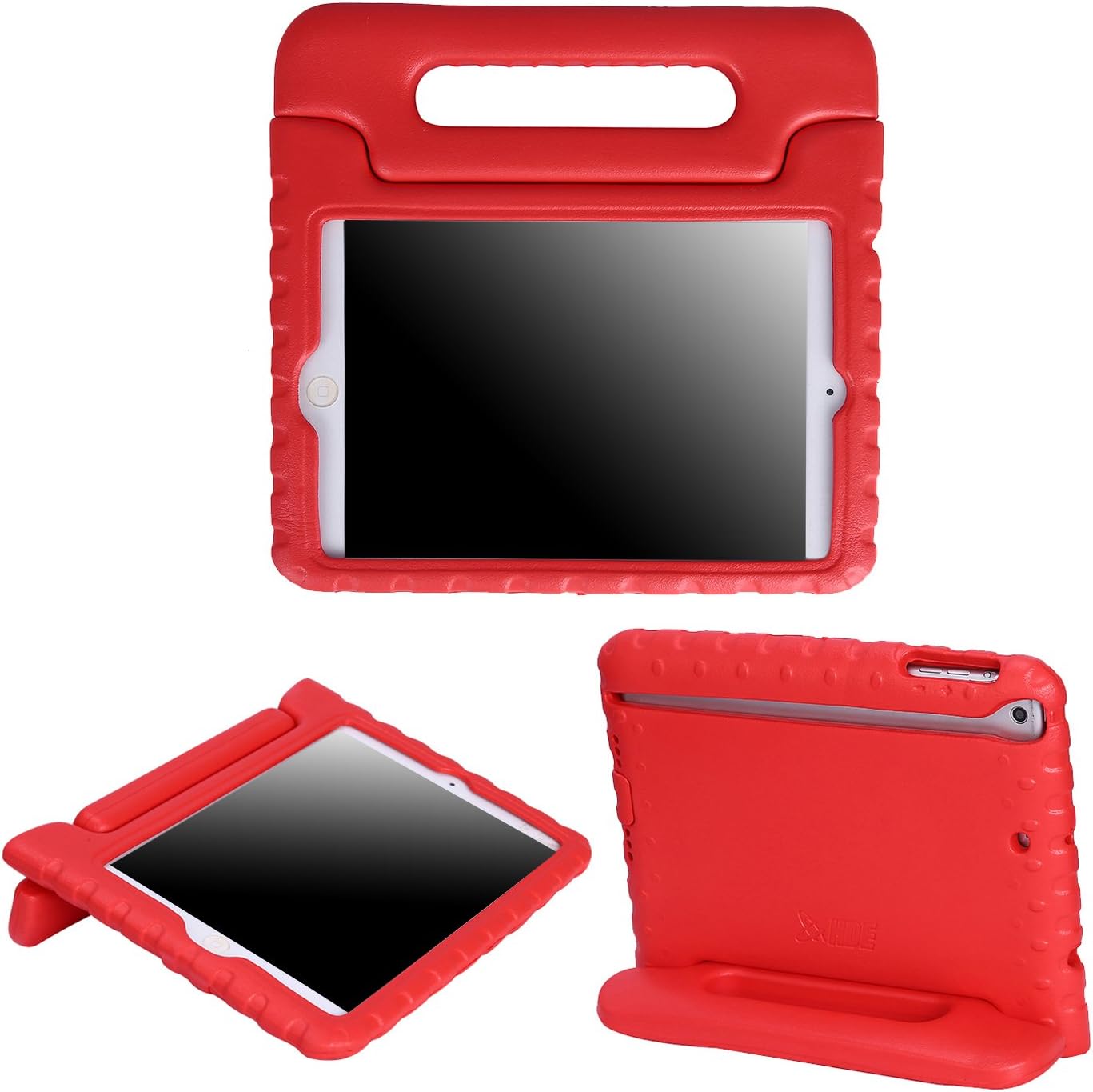 HDE Kids Case for iPad Mini 2 3 -Shock Proof Rugged Heavy Duty Impact Resistant Protective Cover Handle Stand for Apple iPad Mini 1 2 3 Retina (Red)