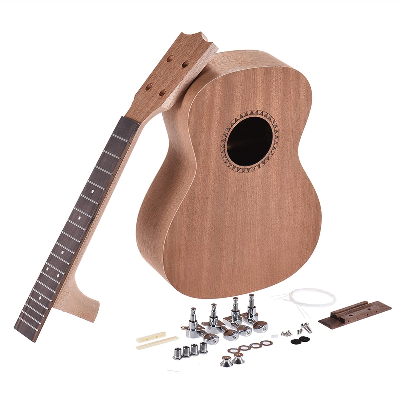Ukulélé Ensemble De Bricolage 23 en Concert Ukulélé Hawaii Guitare Kit De Bricolage Corps en Bois De Sapele Touche en Palissandre avec Chevilles Écrou De Pont Ukulélé hawaïen