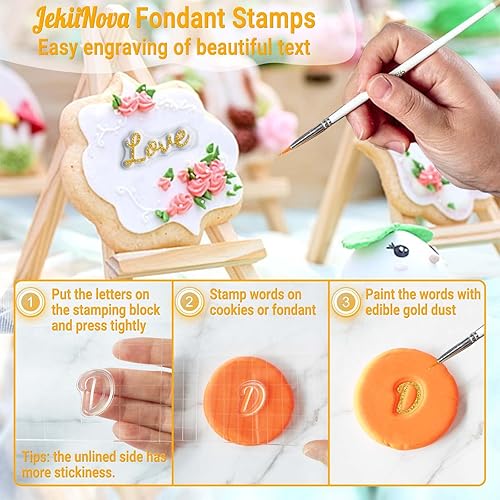 Miniatura 2 de 4 sellos de pastel del alfabeto, herramienta para galletas de fondant, bonita escritura a mano, sello de letras de fondant de grado alimenticio,