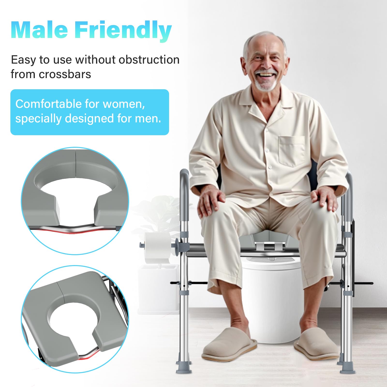 TODO Toilettensitzerhöhung für Senioren mit verstellbarer Höhe und Breite, Erhöhter Toilettensitz mit Griffen, WC Sitzerhöhung für Behinderte und Schwangere, Passend für jede Toilette