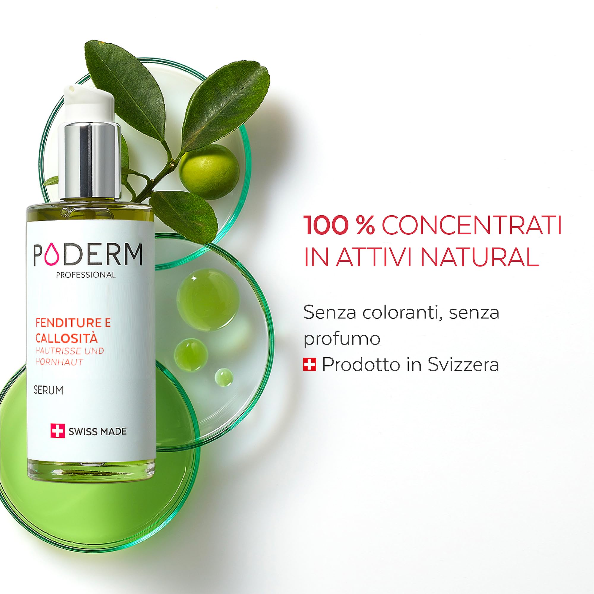 PODERM - FESSURE E CALLOSITÀ - Ripara e lenisce le fessure/Nutre e ammorbidisce le callosità - TRATTAMENTO INTENSIVO NOTTE 8H - Ingredienti 100% Naturali - Cura dei piedi - Swiss Made