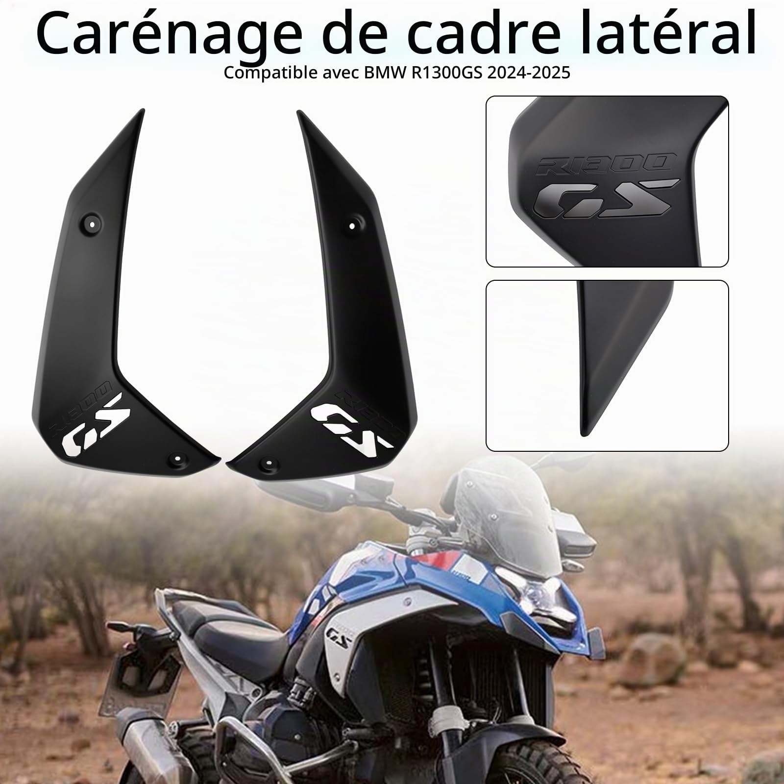 Topteng Revêtement du Cadre latéral Dispositifs de Protection Cache-radiateur adapté pour BMW R1300GS 2024-2025 Noir