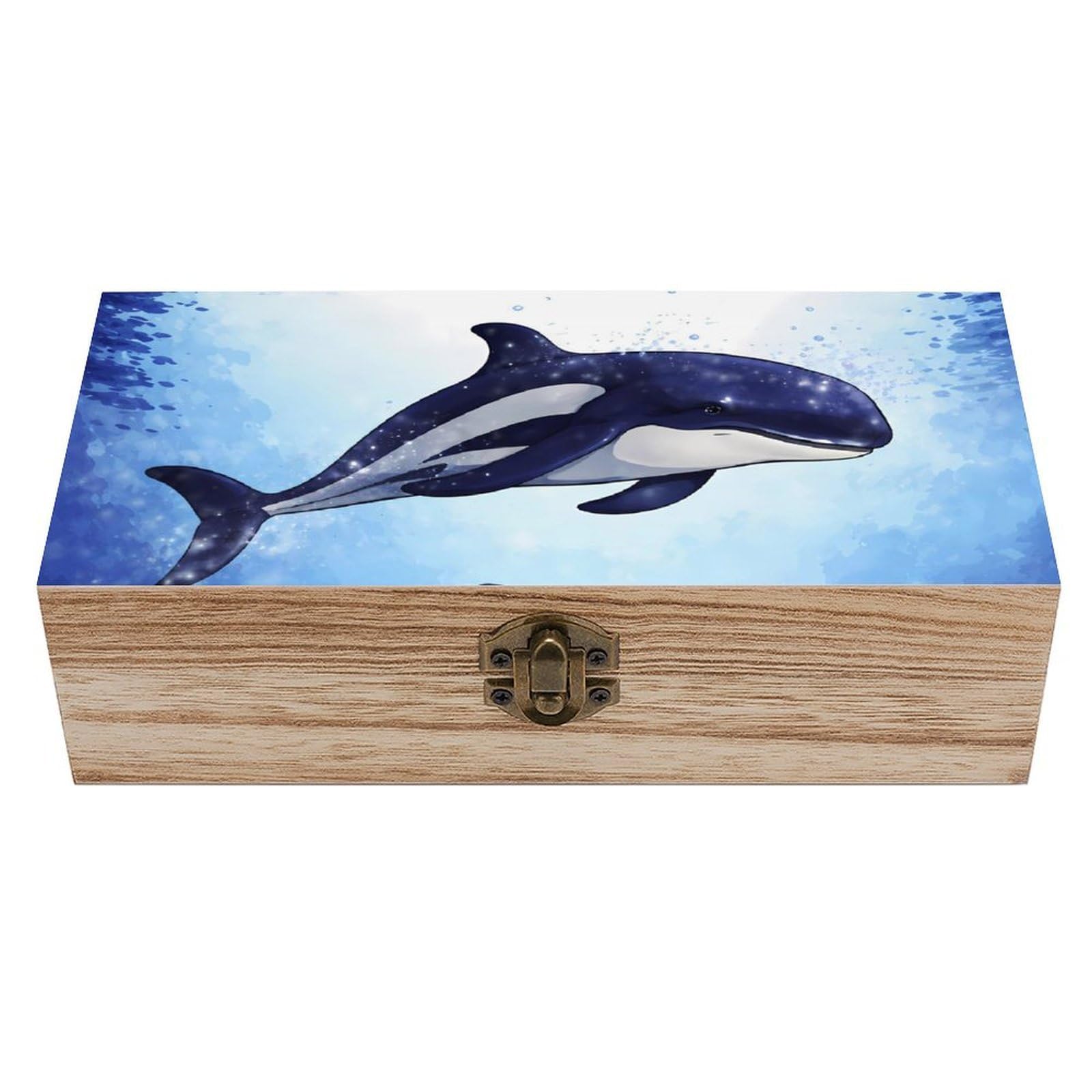 HLBSDM Killer Whale Orca Wooden Storage Box