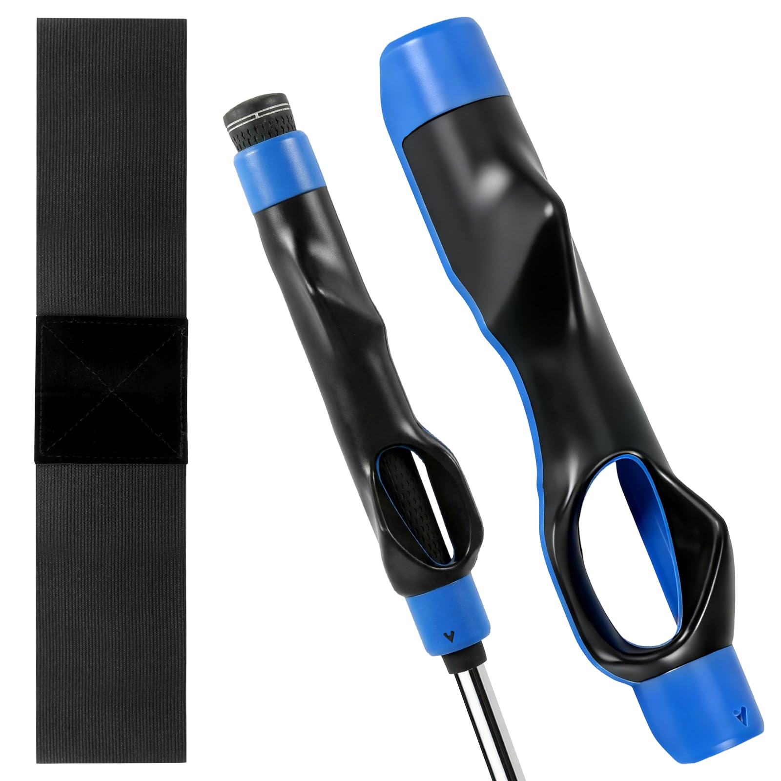 2Pcs Professional Golf Training Aid Set - Ergonomic Golf Grip Trainer & Golf Swing Band for Posture Correction & Muscle Memory, Golf Grip Training Aid Fits Most Club Grips for Beginners & Pros
