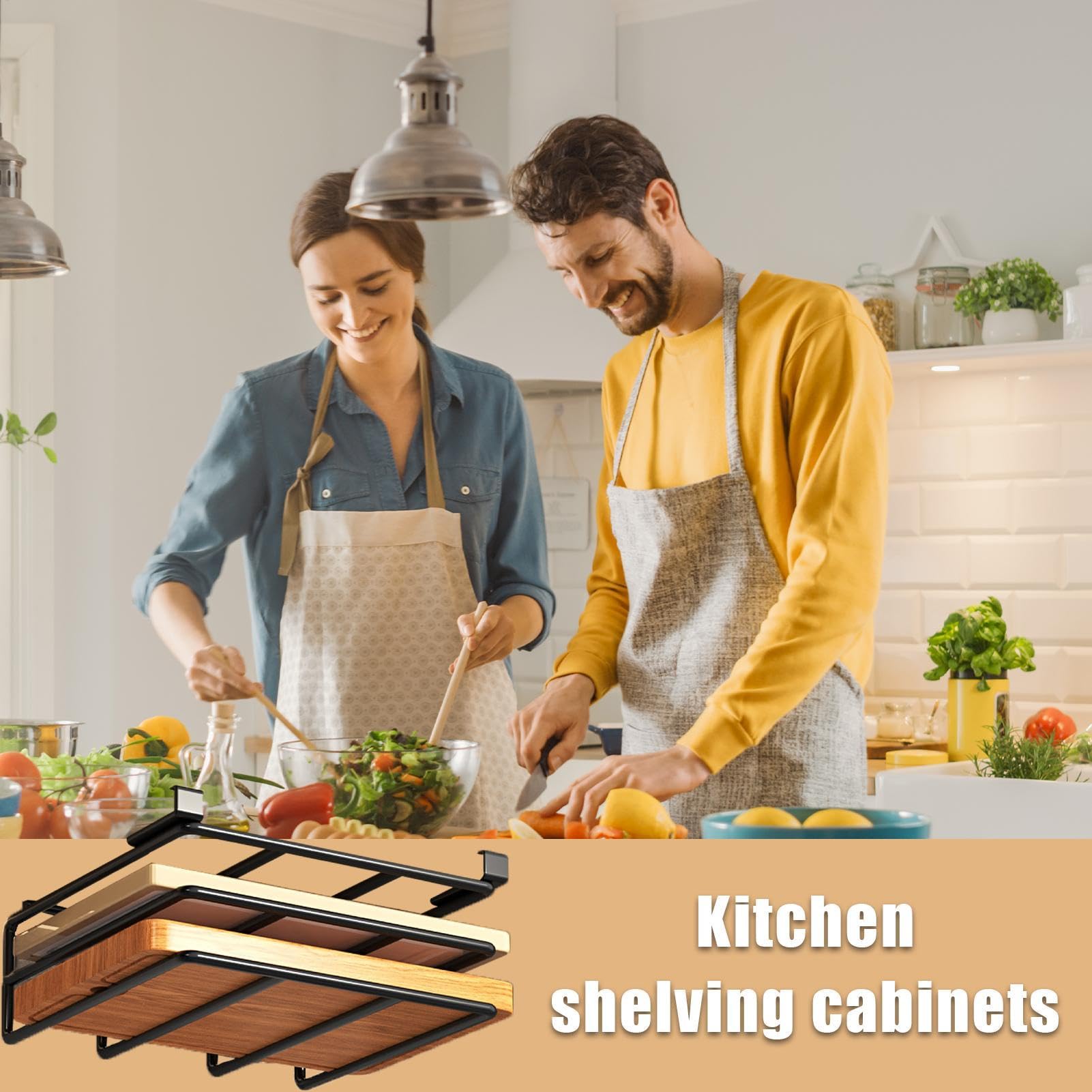 Organizer per tagliere, da appendere, senza foratura, per tagliere, salvaspazio, per coperchi e padelle da cucina