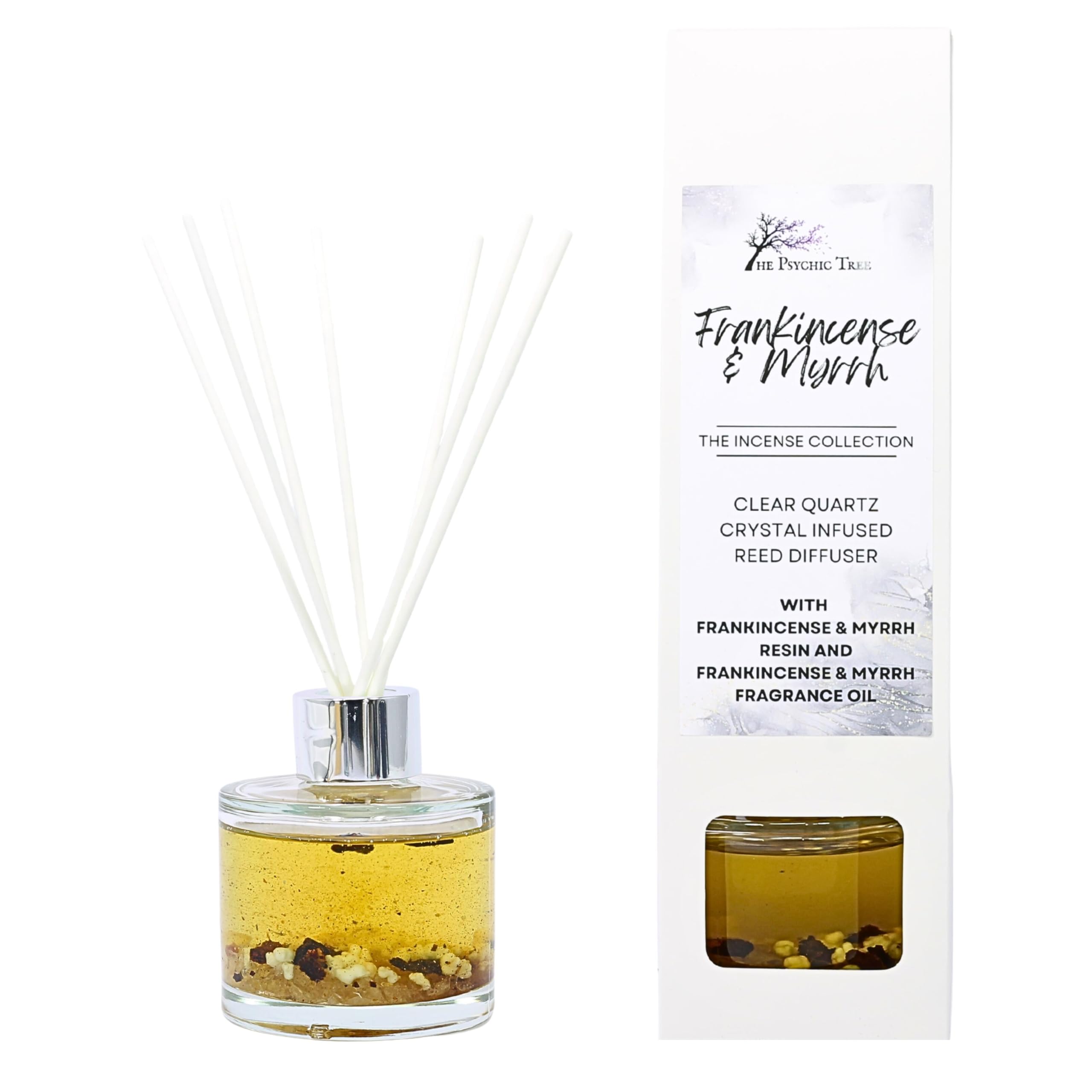 The Psychic Tree Clear Frankincense & Myrrh - Crystal Infused Reed Diffuser - The Incense Collection
