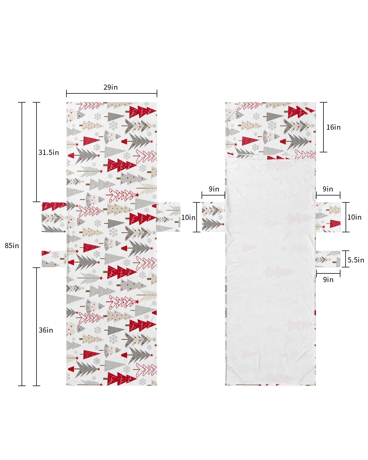 Red Grey Christmas Tree Beach Lounge Chair Towel Cover, Soft Chaise Lounge Towel with Side Pockets Patio Pool Chairs Cover for Beach/Pool Sunbathing 29x85 Xmas Tree Winter Snowflake