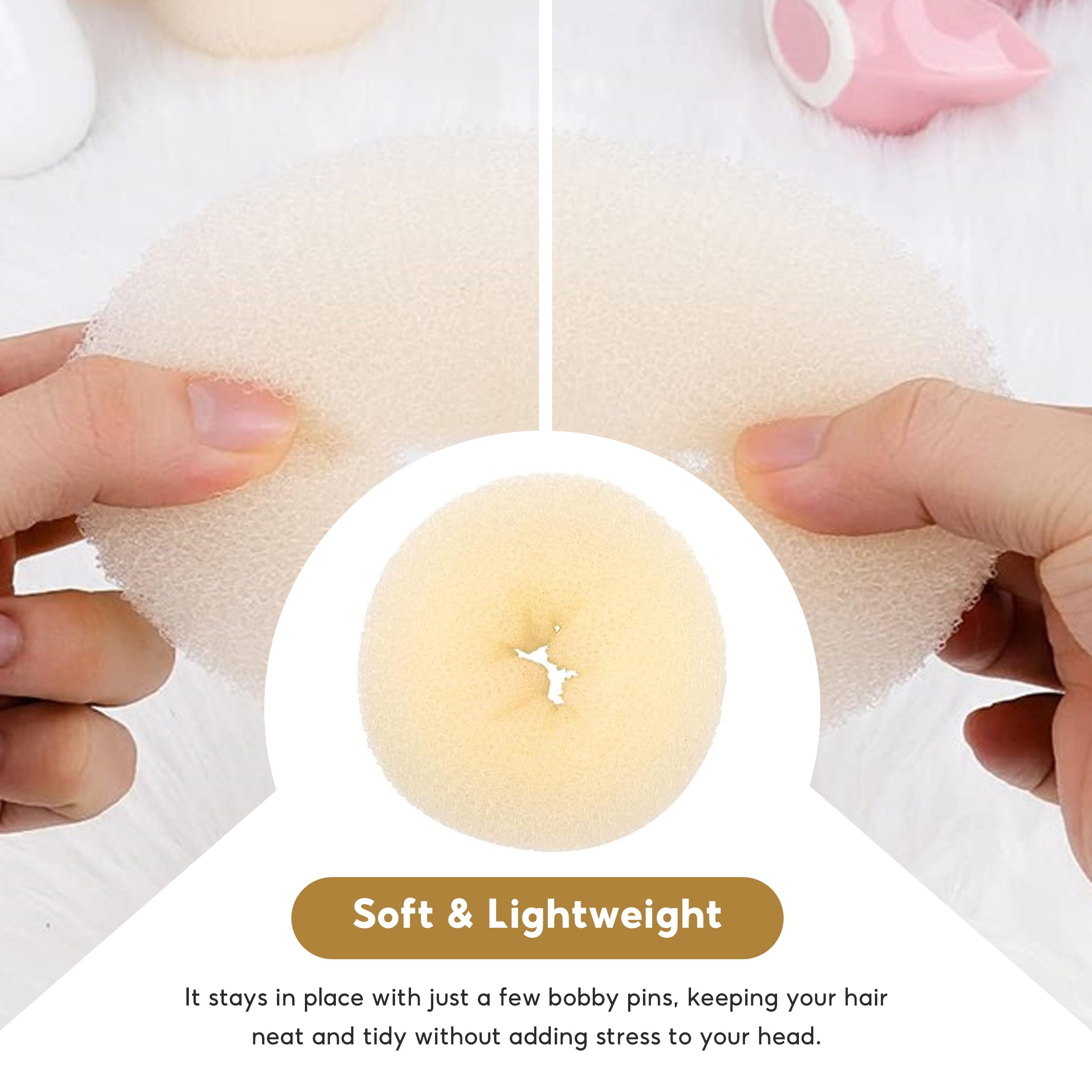 Donut Bun Maker Set, 7PCS Hair Bun Maker Set including 5 Elastic Hair Ties, 10PCS Blonde U Shaped Hair Pins - Image 3