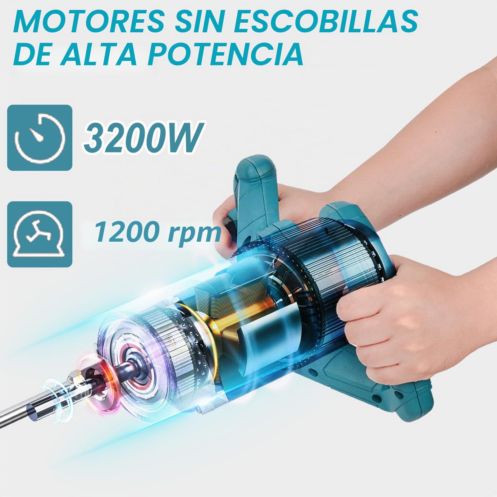 Mezclador de mortero eléctrico con batería recargable Compatible con batería Makita de 18V, mezclador de mortero eléctrico con 6 velocidades, 3200W, máximo 1200 r/min, mezclador de mortero para