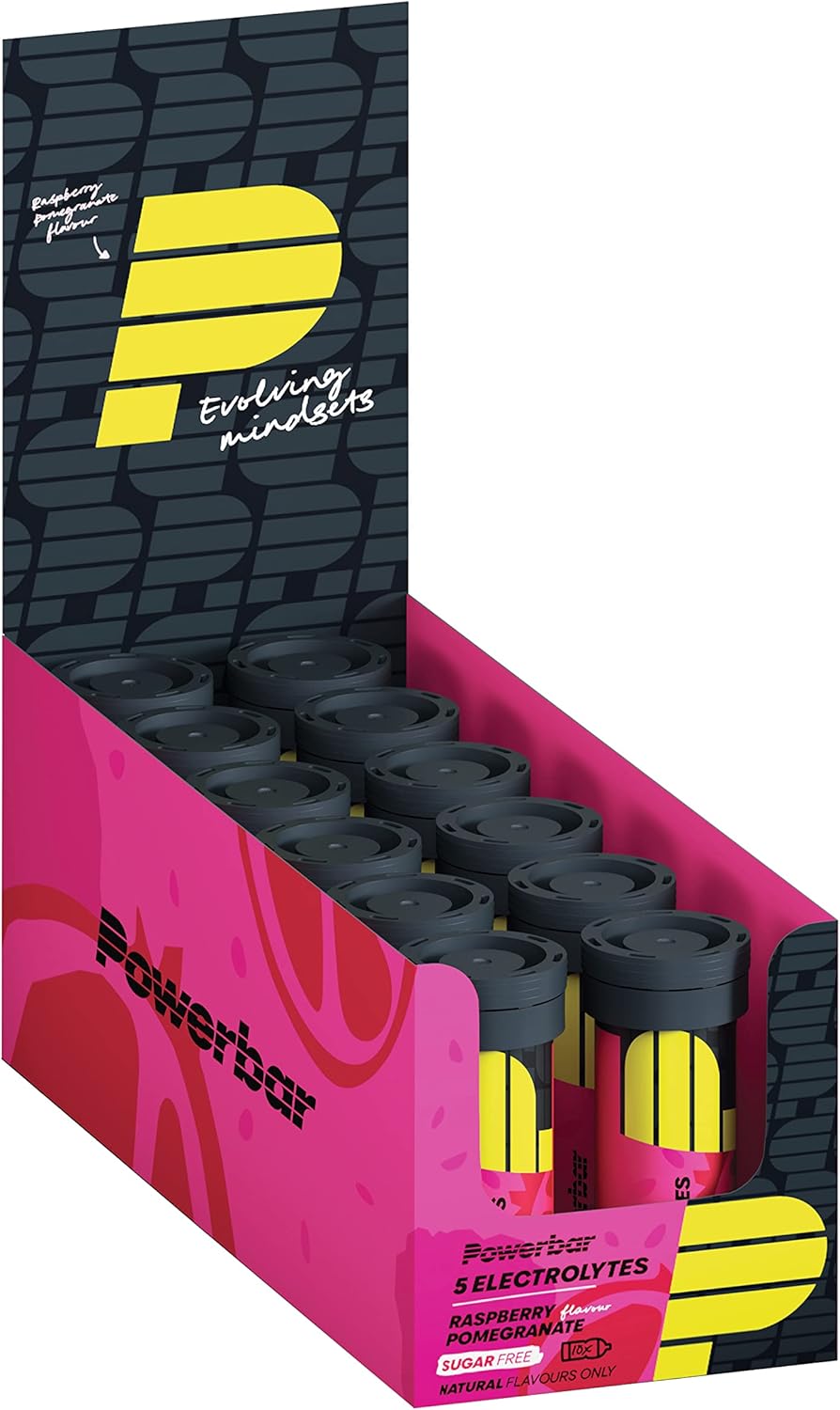 Powerbar 5 Electrolytes Tabs 10 Tabs x 12 Tubes Pink Grapefruit, 75 mg Caffeine by Avid
