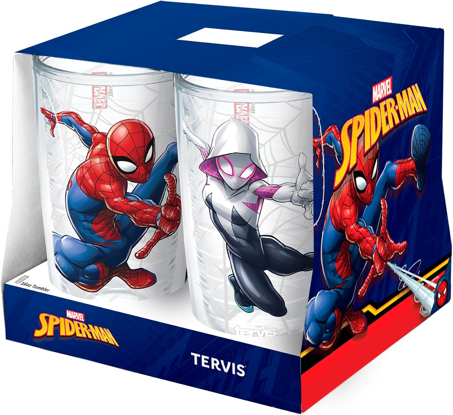 Tervis Marvel Spider-Man Web-Swinging Collection Made in USA Double Walled Insulated Tumbler Travel Cup Keeps Drinks Cold & Hot, 16oz - 4pk, Classic - Image 3