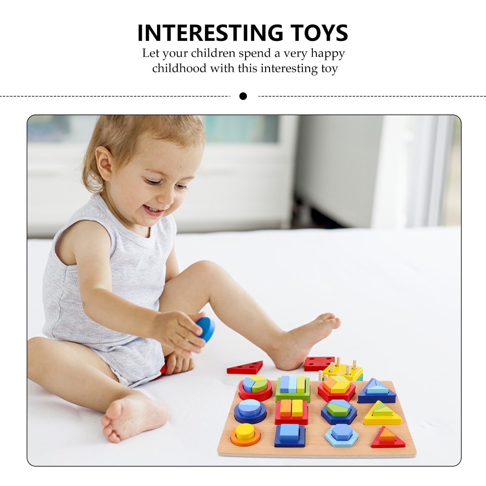 Giocattolo Didattico in Legno per Bambini, Puzzle Montessori Forme Geometriche Superfici Lisce, Gioco Educativo per Prima Infanzia e Sviluppo Cognitivo, Set Creativo