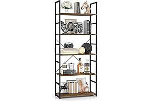 OTK 5 Tier Bookshelf, Vintage Wood Storage Organizer