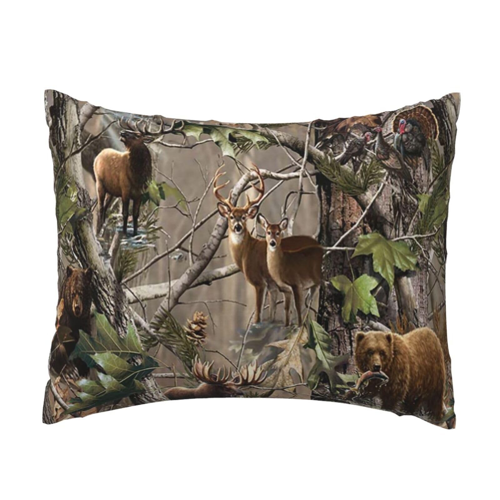 WSHFFILO Wildlife Hunting Deer Bear Elk printed Pillow Case 20x26in Decorative pillowcase Throw Pillow Cover
